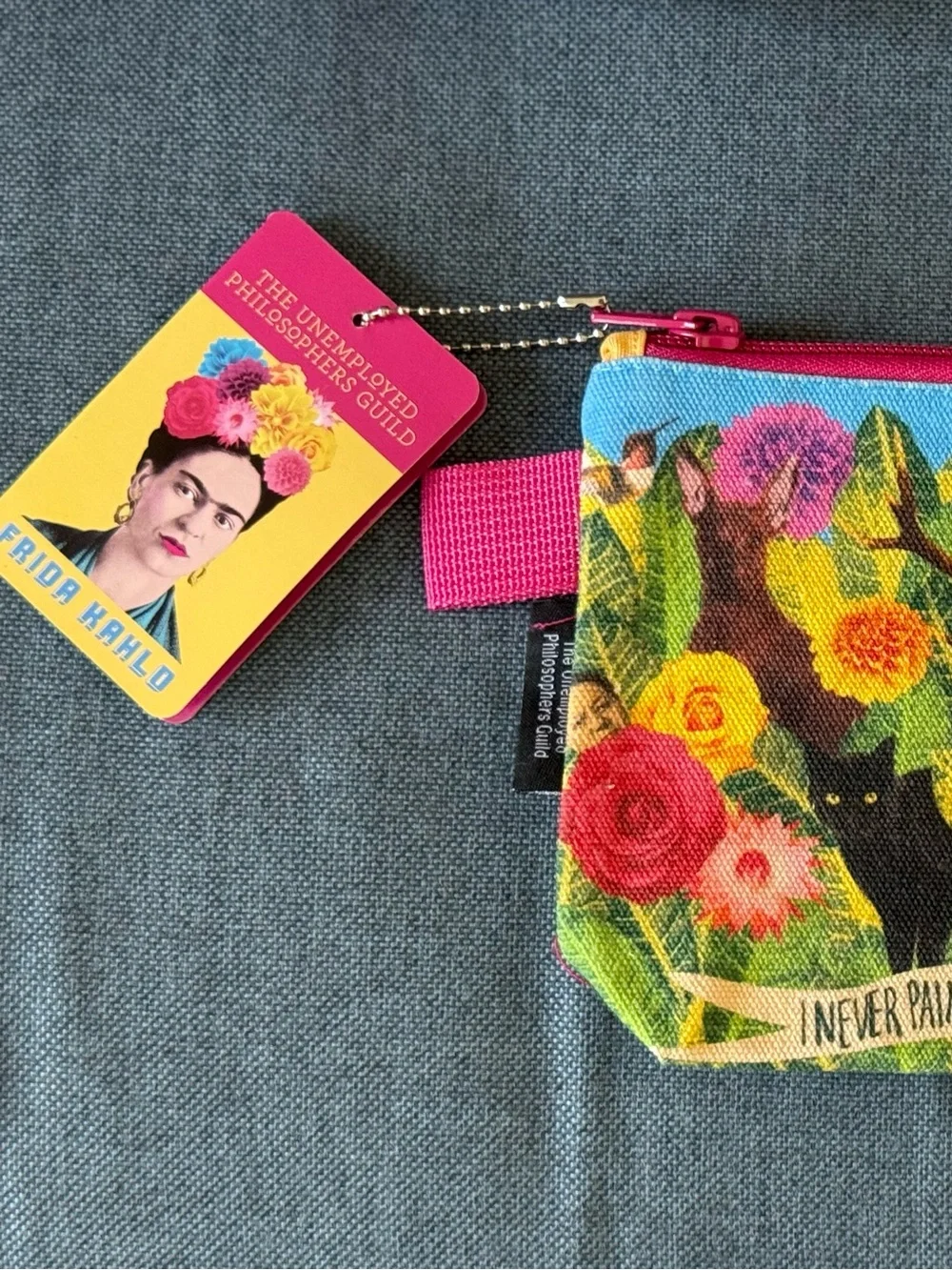 Frida Kahlo Floral Zip Pouch - Pink & Multicolor